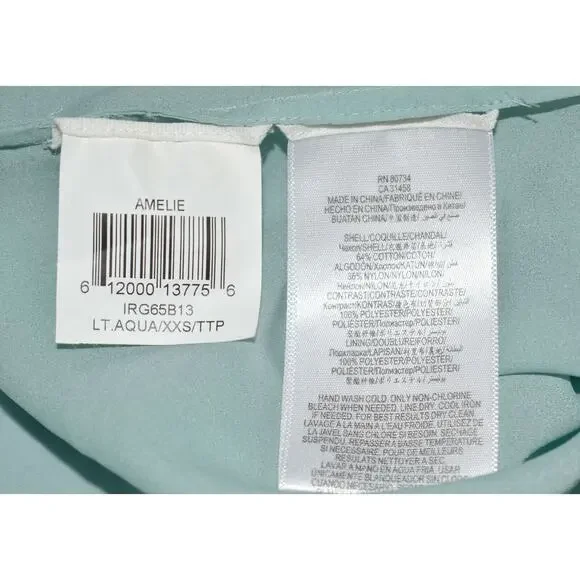 A8 NWT BCBG MAXAZRIA Amelie Lt Aqua Lace Flounce Layer Top Dress Size XXS $230 - Picture 8 of 8